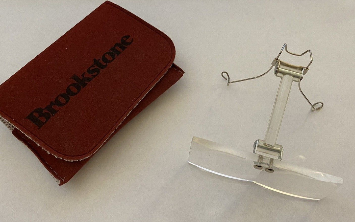 Vintage Brookstone Optic Aid No. 3102 Clip-On Magnifier in original pouch