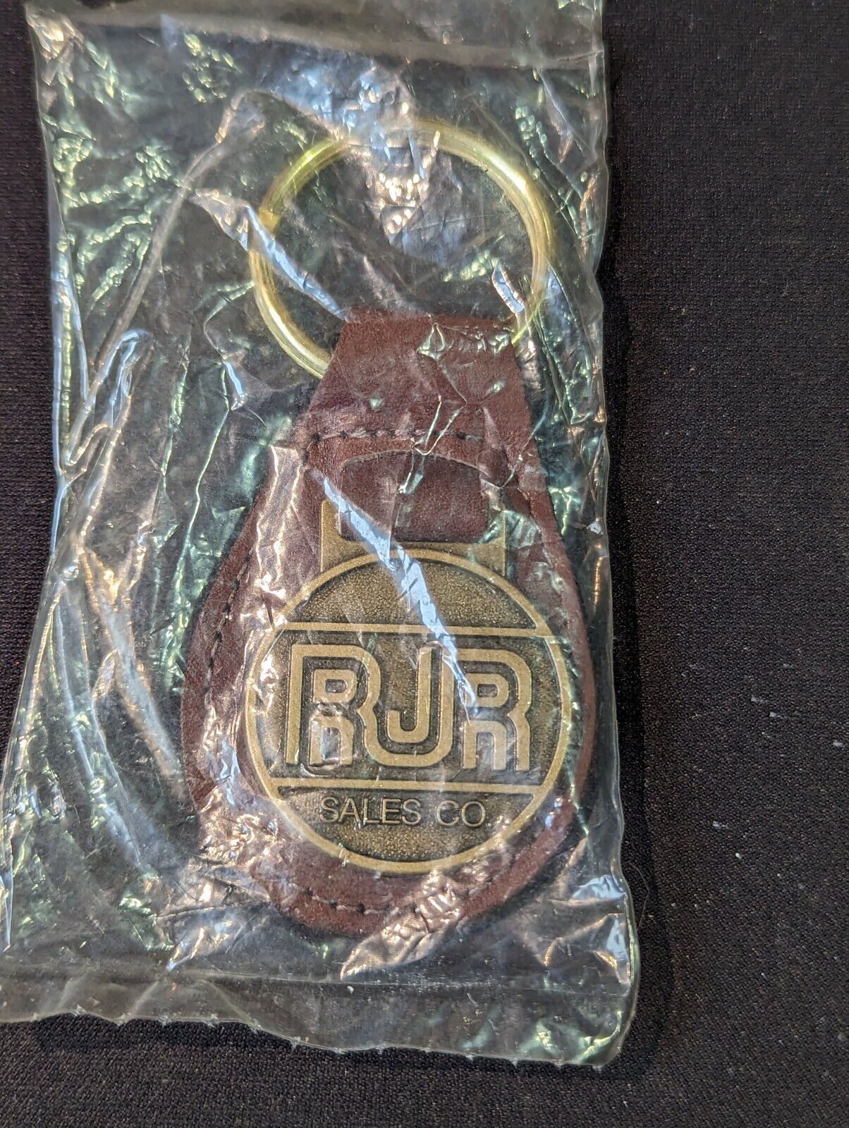 Vintage RJ Reynolds Tobacco Co Leather Key Chain RJR Sales Co NEW (SEH1)
