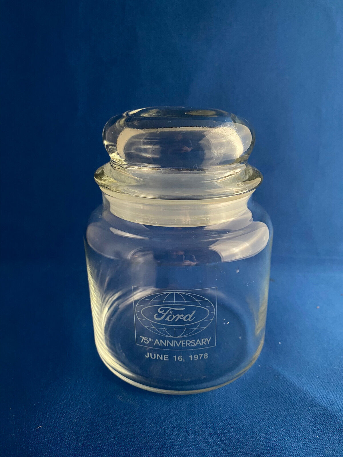 Commemorative Collectible Ford 75th Anniversary Sealed Candy or Storage Jar