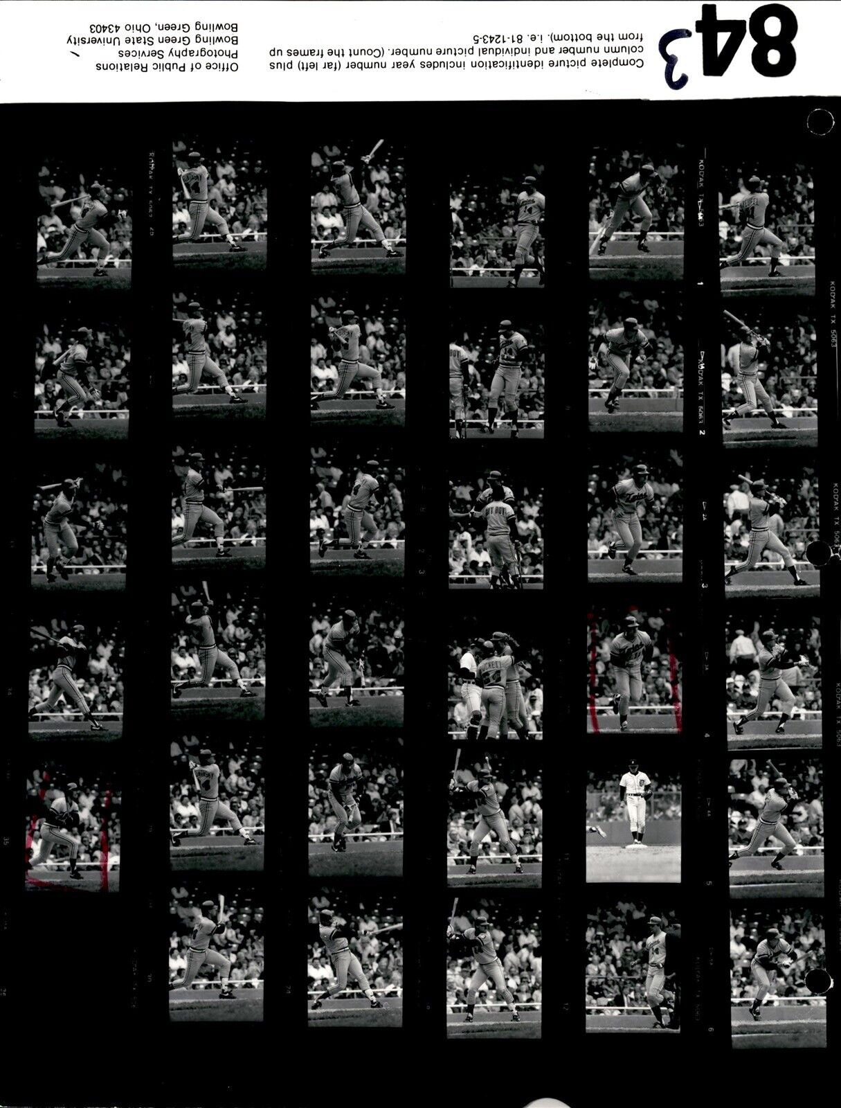 LD345 1985 Orig Contact Sheet Photo DETROIT TIGERS - MINNESOTA TWINS BASEBALL