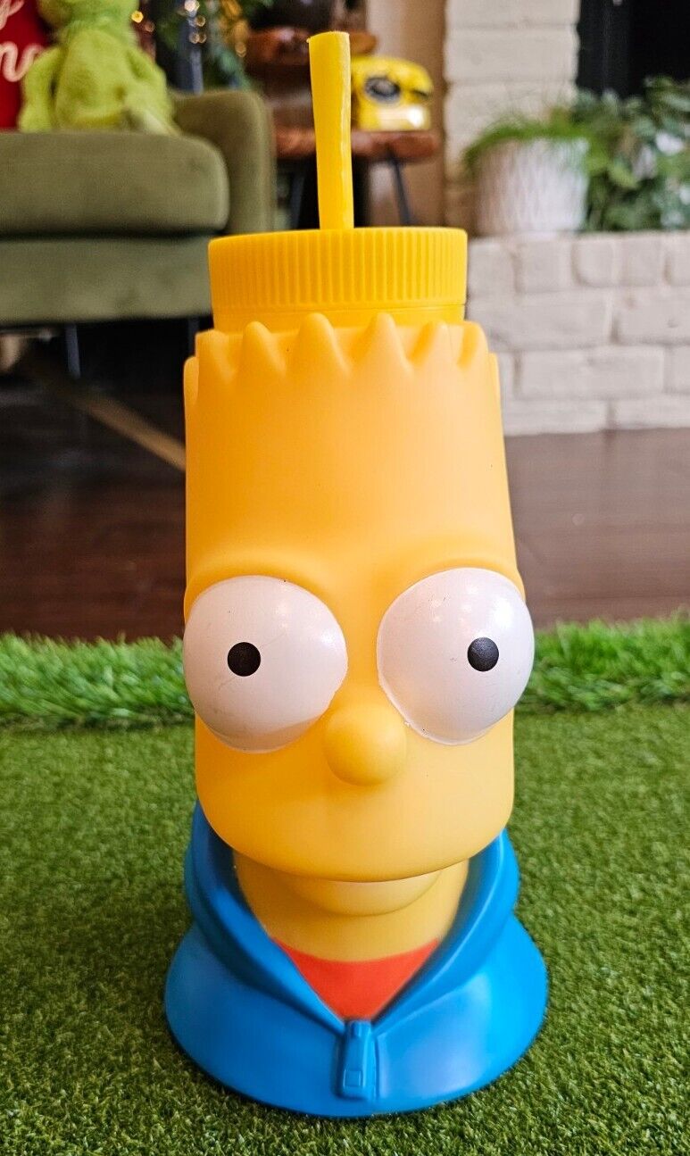 The Simpsons BART Large Drinking Cup Container Straw Plastic Reuseable Universal