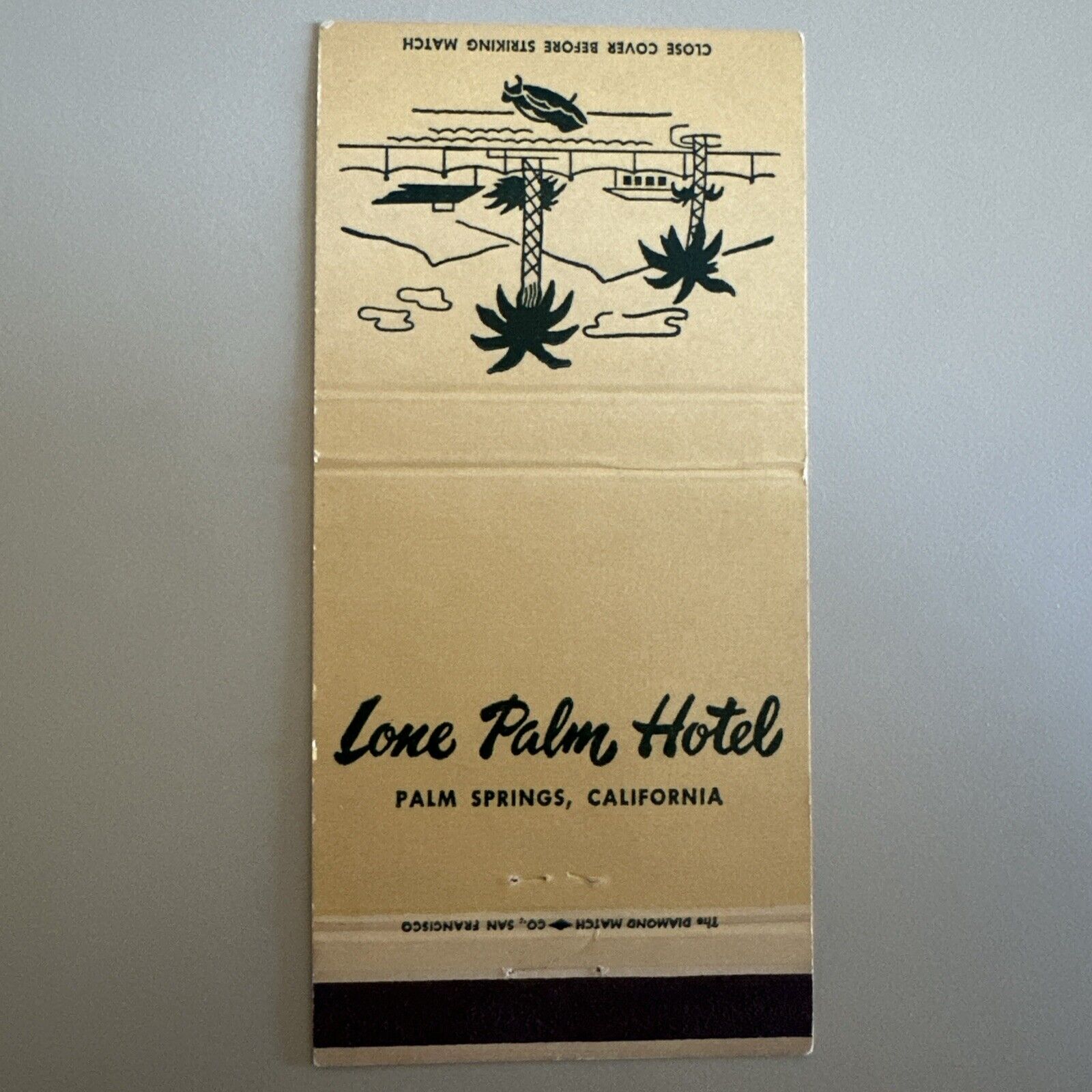 Vintage 1950s Lone Palm Hotel Palm Springs CA Matchbook Cover