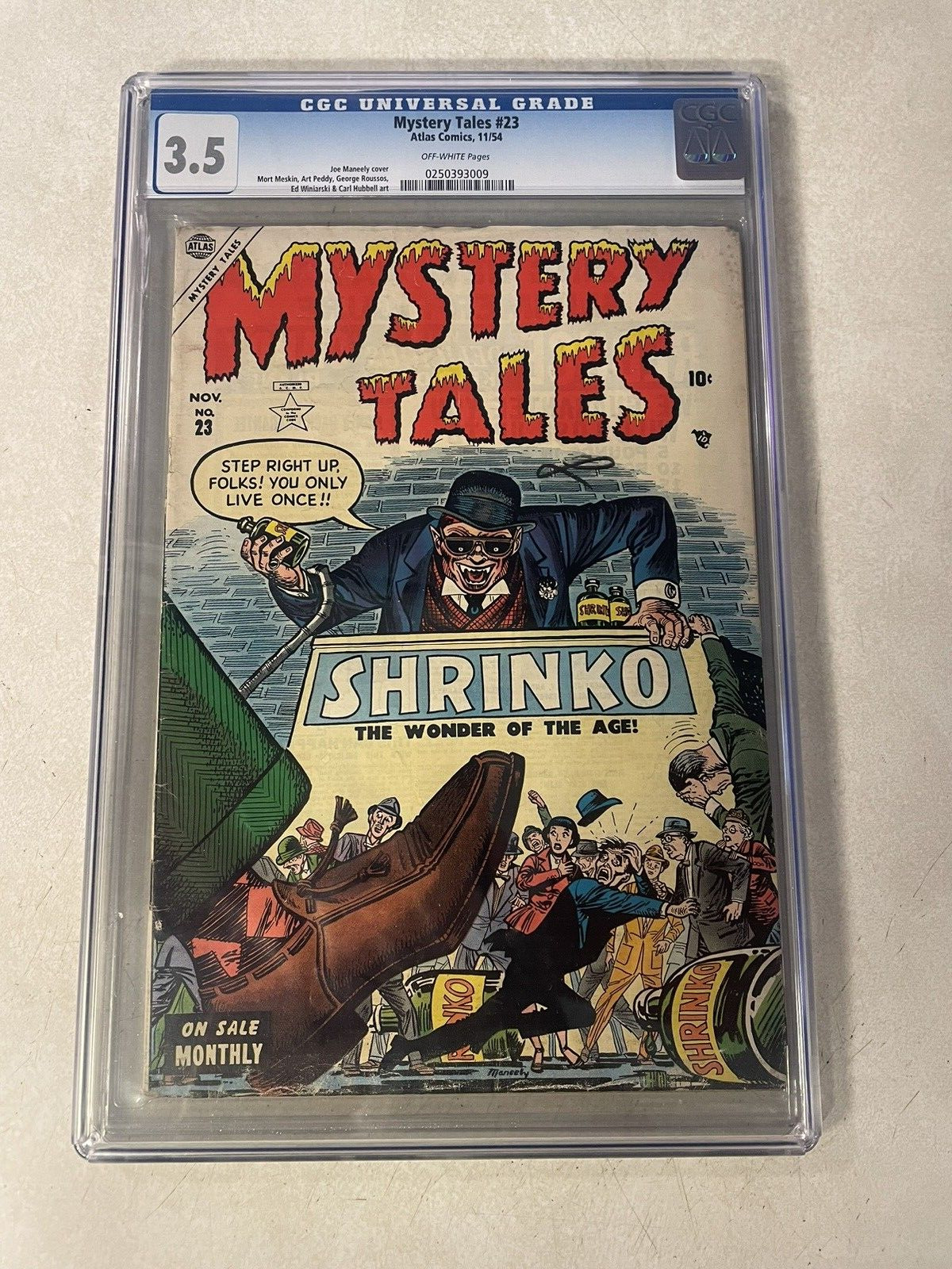 MYSTERY TALES #23 CGC 3.5 SHRINKO ATLAS 1954 YOU ONLY LIVE ONCE