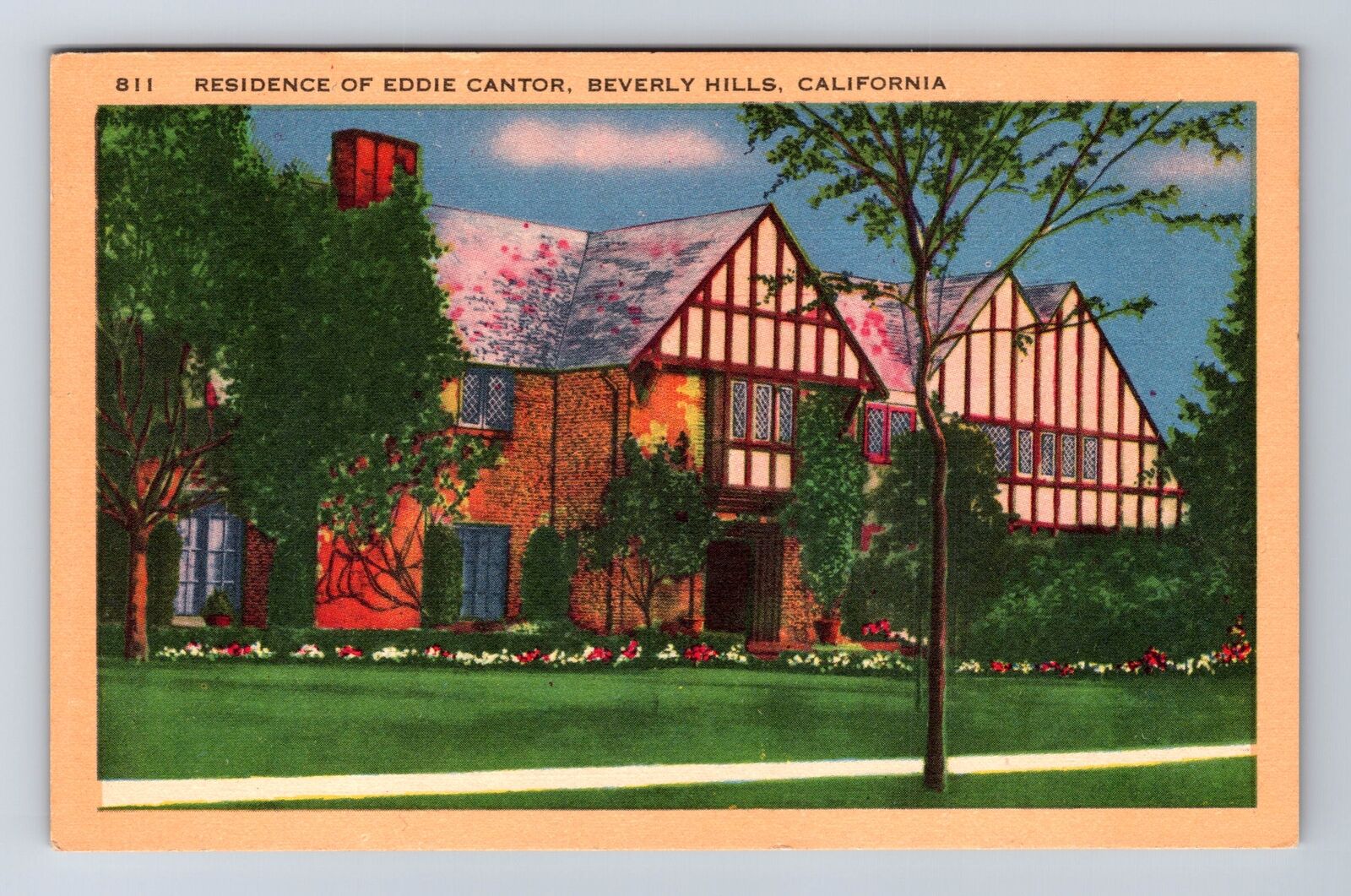 Beverly Hills CA-California Residence Of Eddie Cantor, Antique, Vintage Postcard