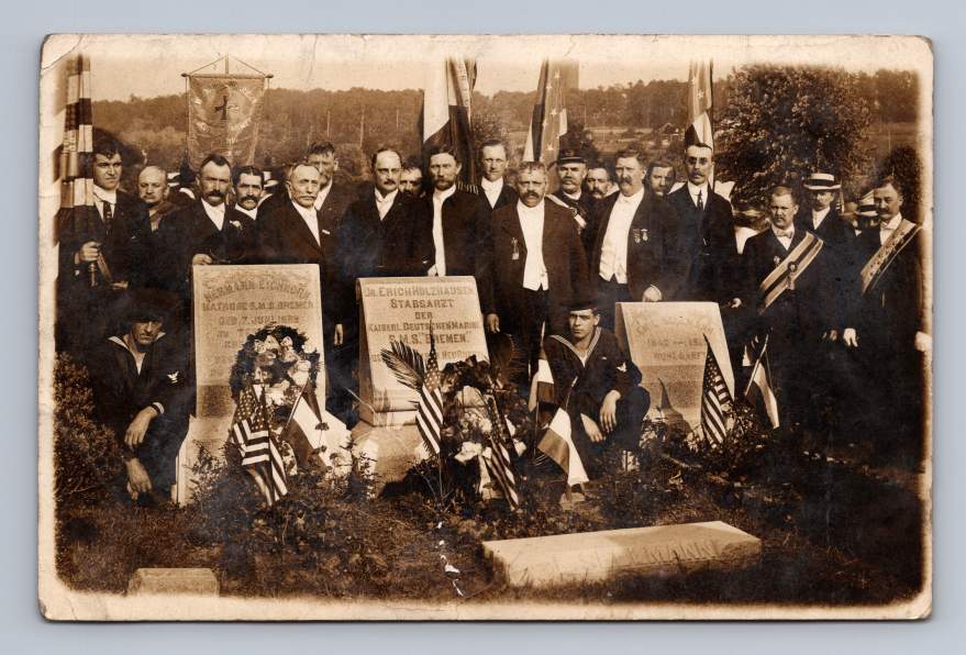 Burial of German Navy Dr Erich Holzhausen RPPC Antique SMS Bremen Cemetery Photo