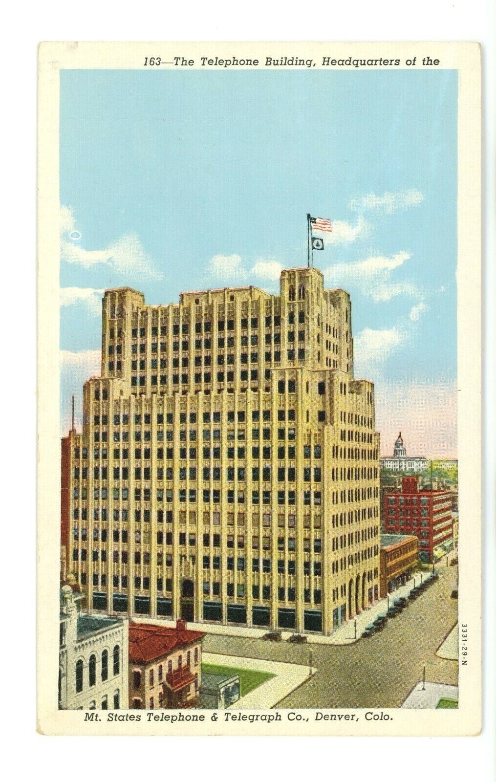 Vintage Postcard Colorado Denver Telephone Building Mt States Telephone Unposted