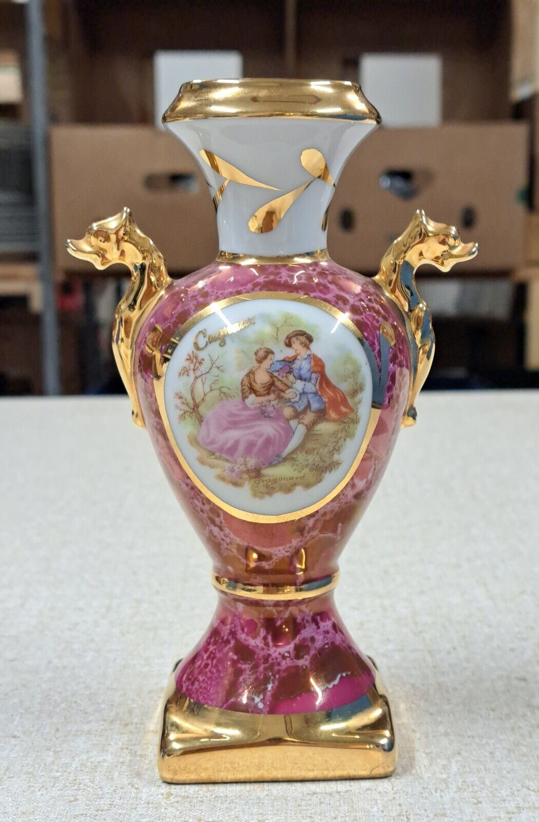 Vintage Marked Porcelaine d\'Art Limoges France Handpainted Signed Mini Vase