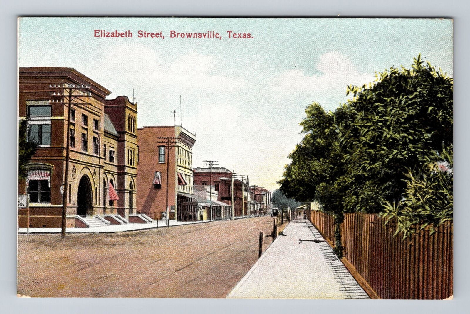 Brownsville TX-Texas, Elizabeth Street, Advertising, Antique Vintage Postcard