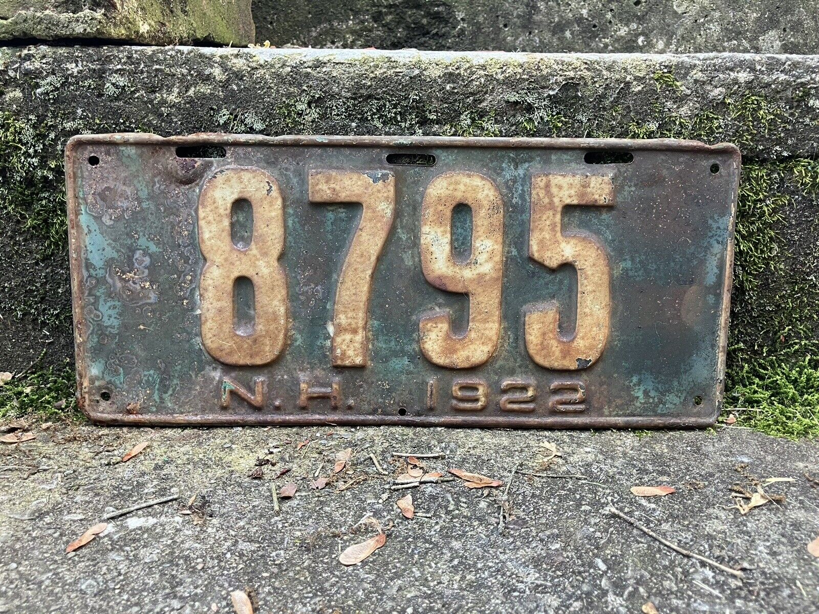 Authentic 1922 New Hampshire License Plate Metal Vintage License Plate Auto Tag