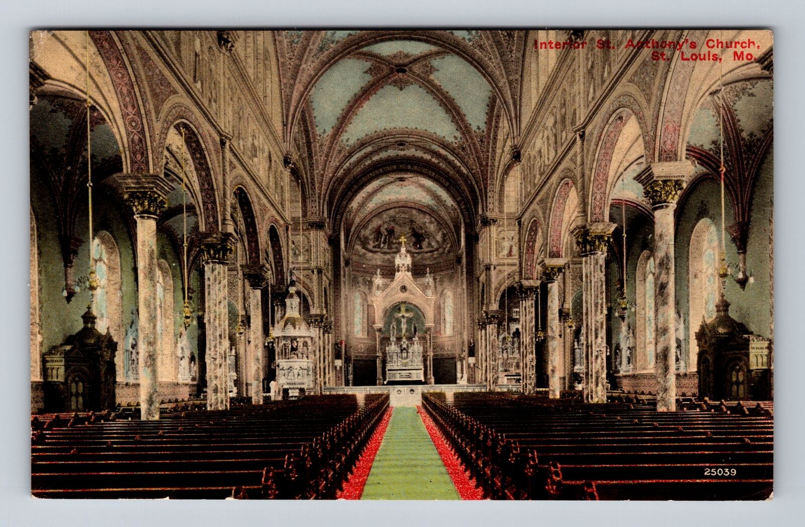 St Louis MO-Missouri, Interior St Anthony's Church, Antique, Vintage Postcard