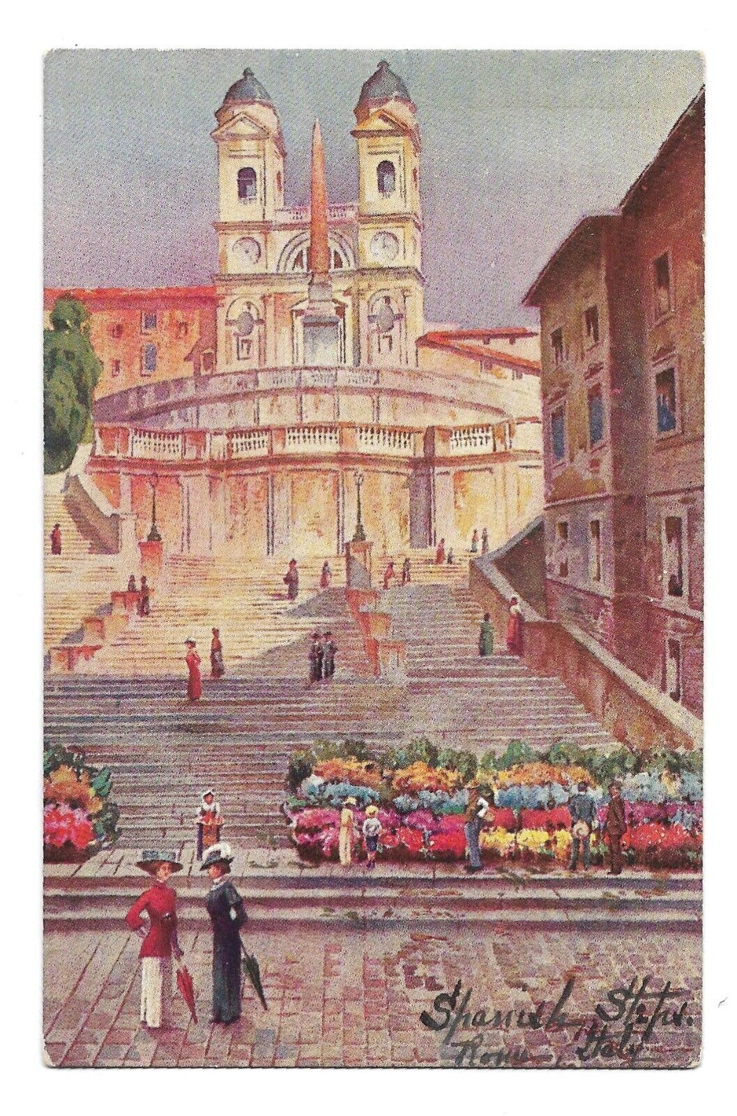 Spanish Steps Rome Italy John Keats Death Poem Whicher Postcard