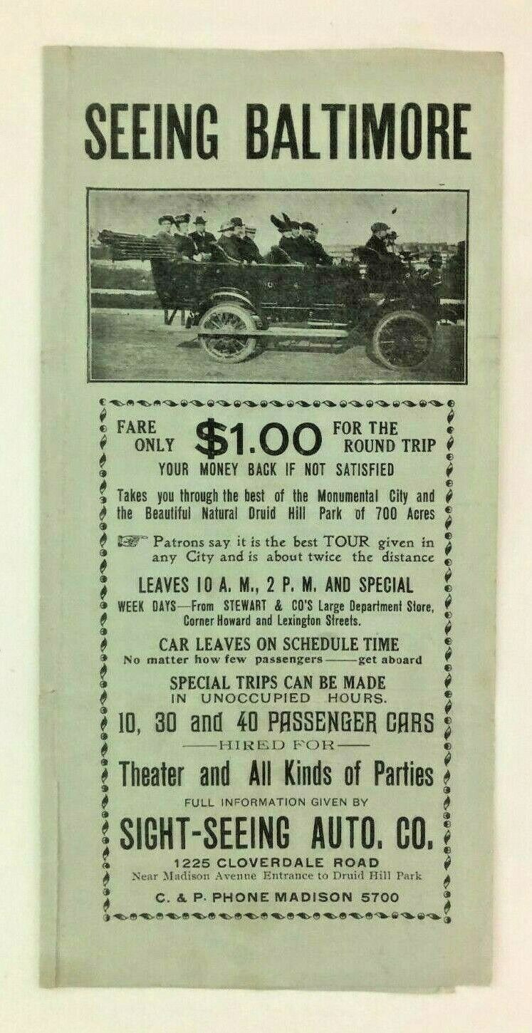 Antique 1900\'s Seeing Baltimore Road Trip Pamphlet  \