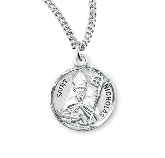 Unique Patron Saint Nicholas Round Sterling Silver Medal Size 0.9in x 0.7in