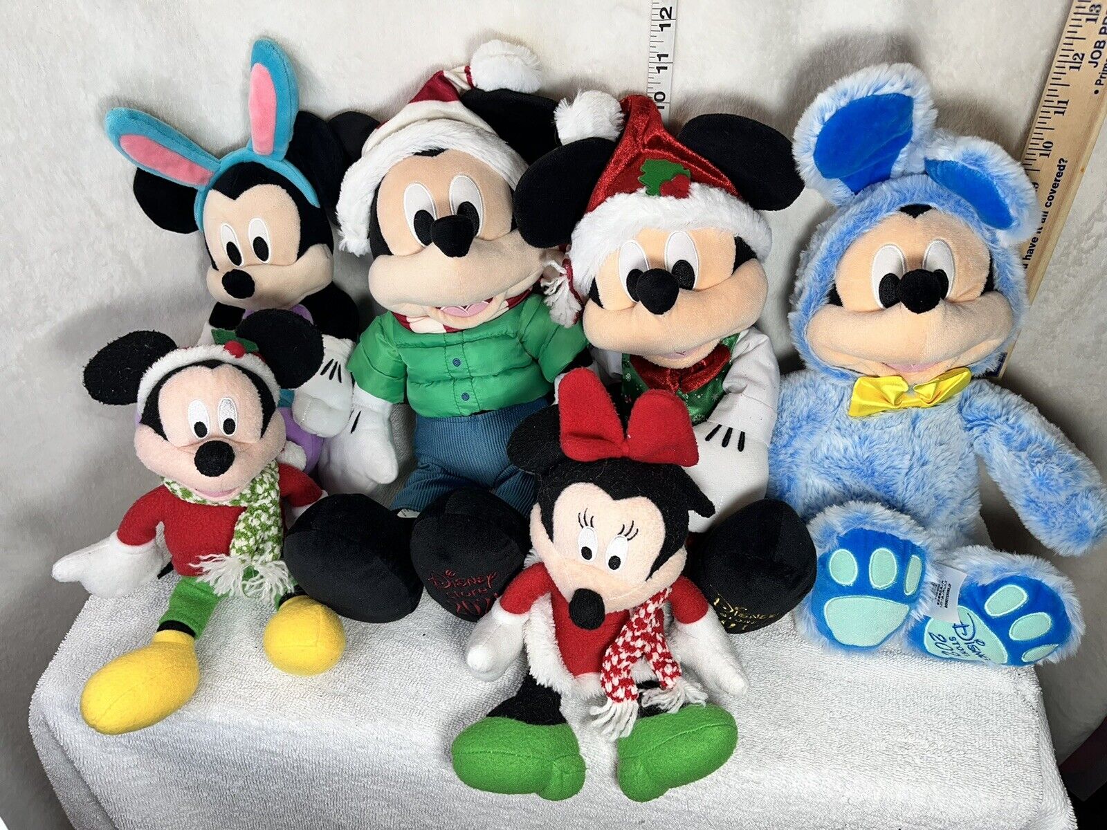 Disney 6 Lot Mickey Mouse Christmas Easter Plush Toys