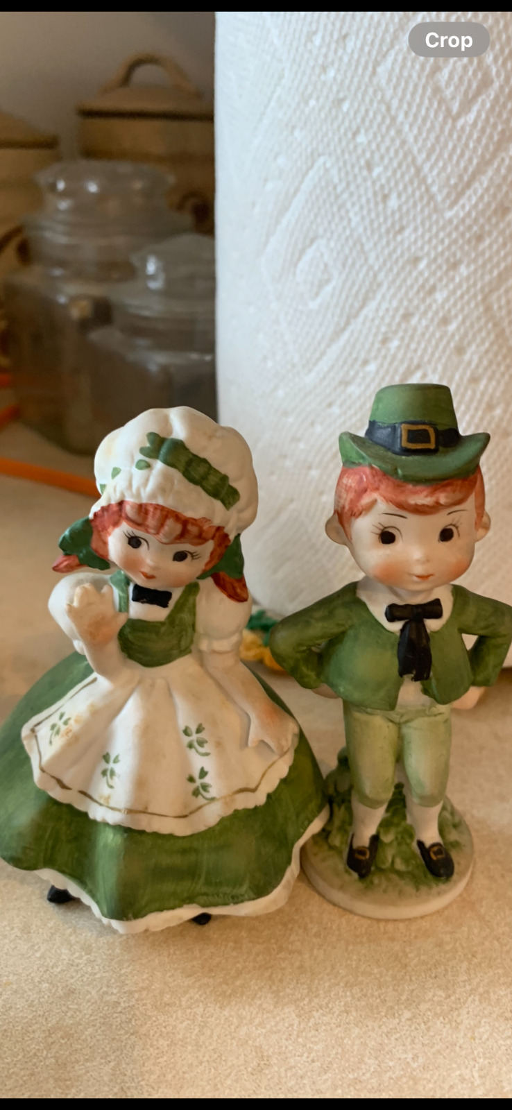 Lefton St. Patrick's Irish Figurines Leprechaun Boy & Girl - Mid Century Ceramic