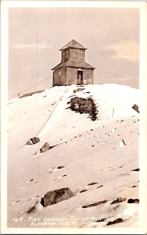 RPPC Postcard Fire Lookout Tower Top Mt. Hood OR Oregon c.1925-1940\'s      J-024