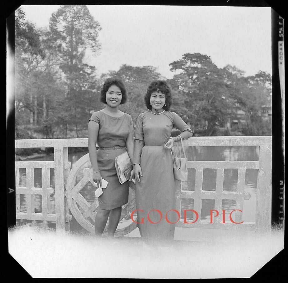 #V5 m Vintage Photo Negative- Two Women - Saigon Vietnam-1963