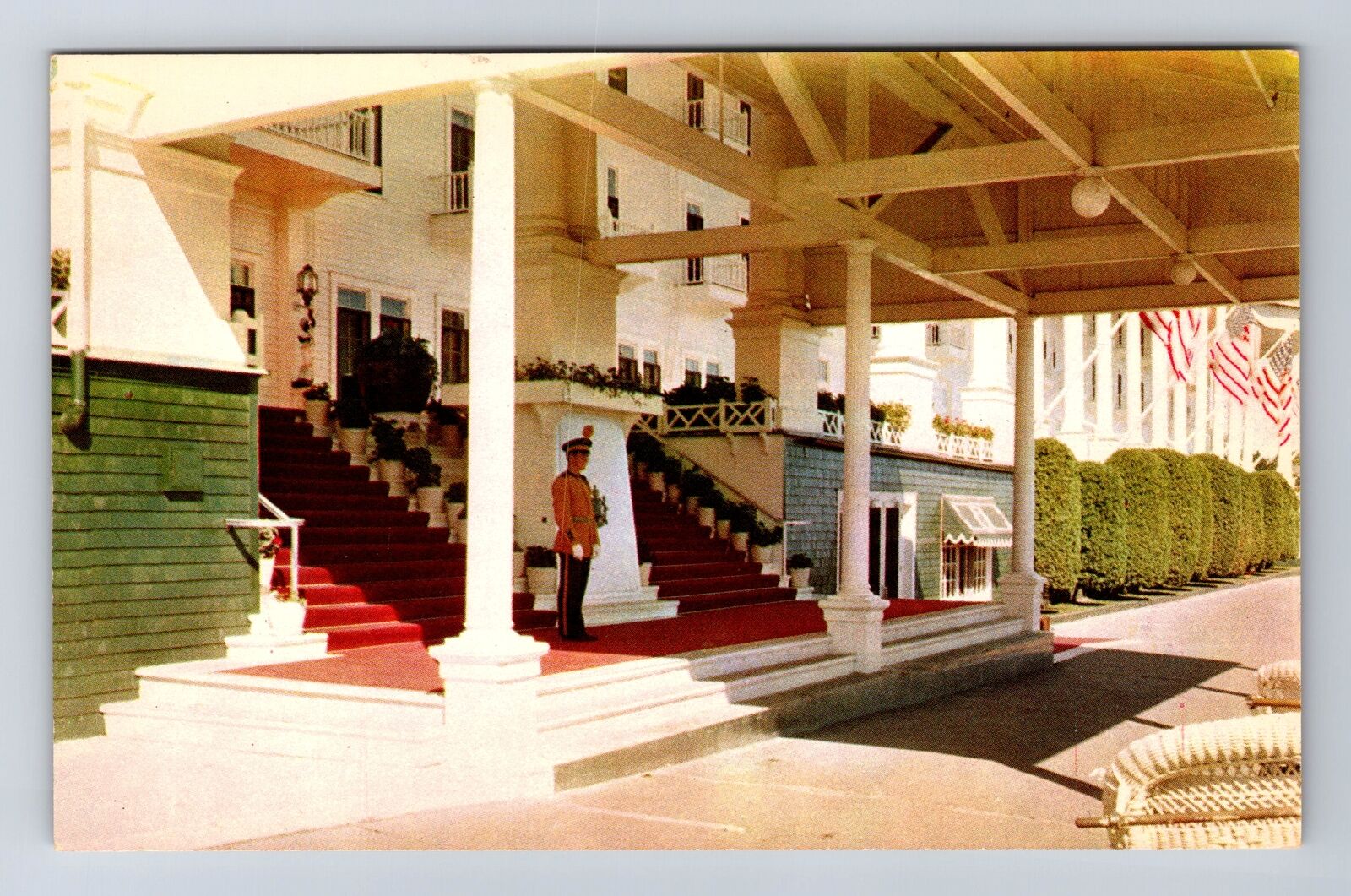 Mackinac Island MI-Michigan, Red Carpets, Grand Hotel, Antique Vintage Postcard