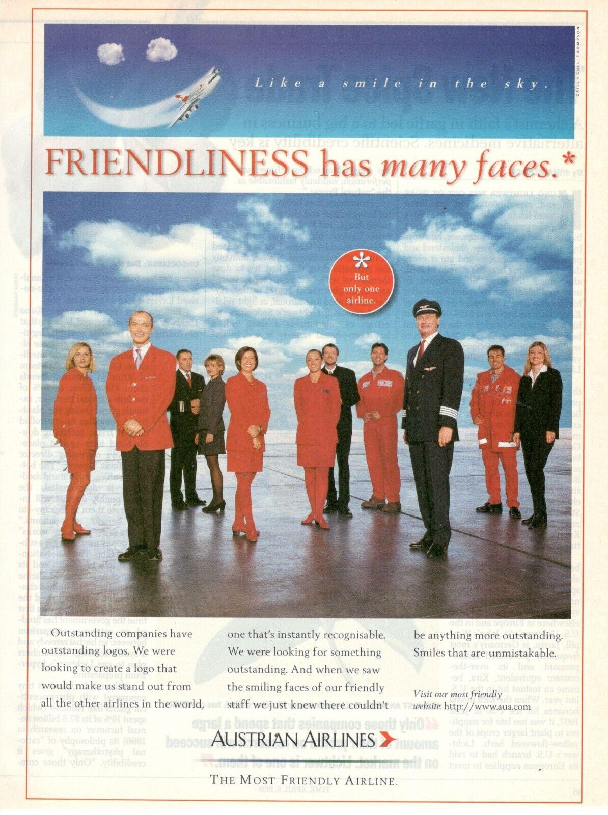 Aua Austrian Airlines 1998 Advertising 1 Page Original Vintage