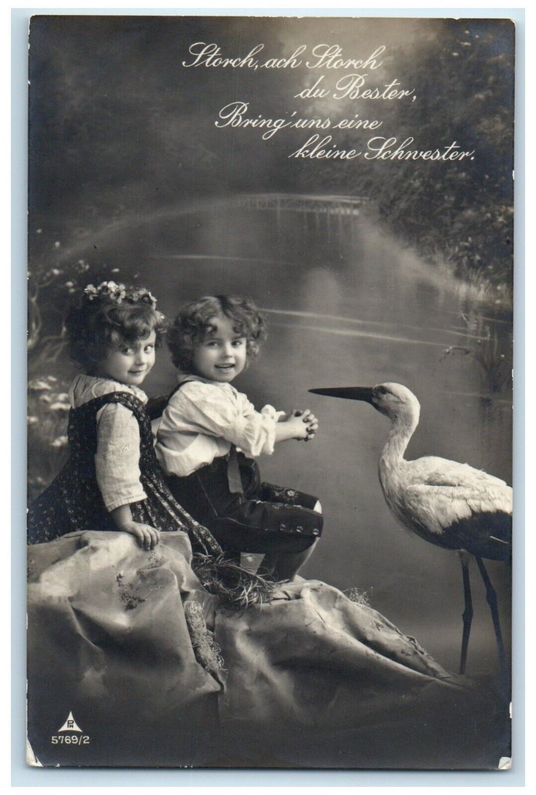c1910's Stork Bring Us A Sister Soldier Mail RPPC Photo Posted Antique Postcard