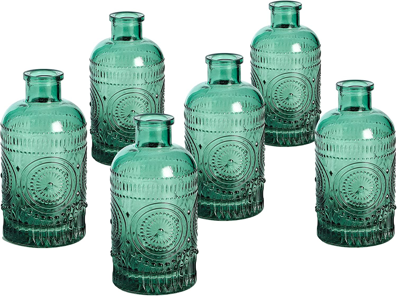 Glass Bud Vases Set of 6,Small Clear Bud Vases, Mini Vintage Decorative Bottles,