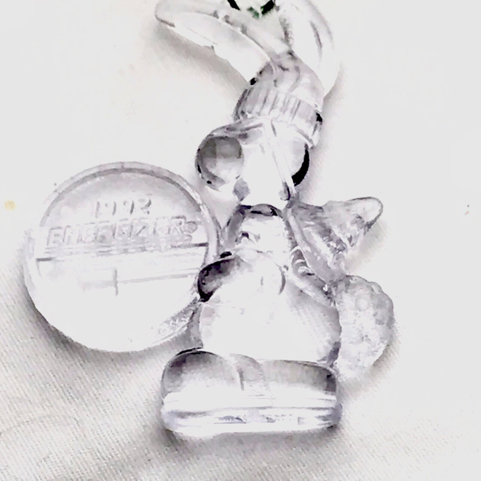 1992 Energizer Battery Bunny Mascot Christmas Ornament Clear Acrylic Vintage 90s