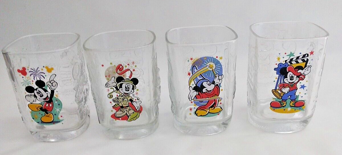🥂 McDonalds Walt Disney World 2000 Celebration Mickey Mouse Glass Set Of 4 🥂🥂