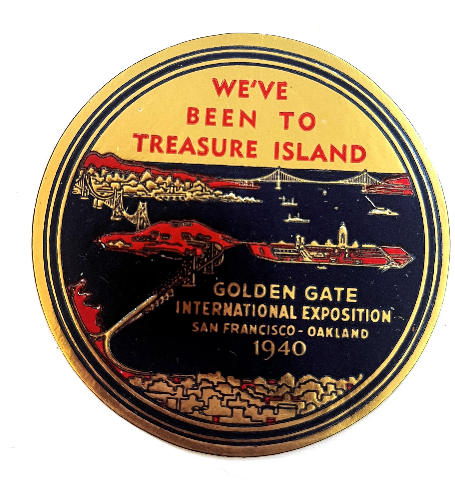 Vintage 1940 Golden Gate San Francisco International Expo Sticker Luggage Label
