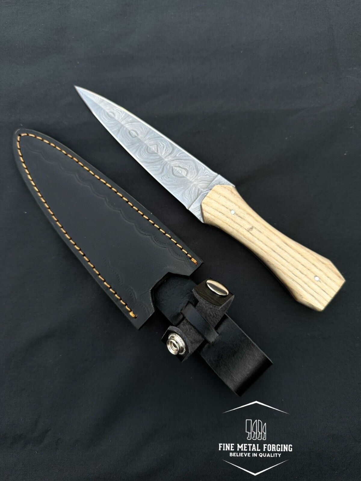 6 handmade damascus boot knives, Wood handle