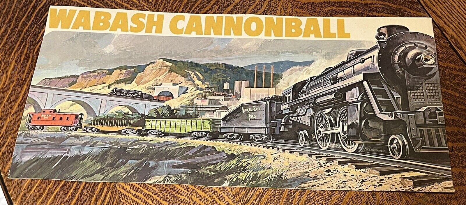 Vintage WABASH CANNONBALL TRAIN Cardboard Poster Sign 9.5”x 19”