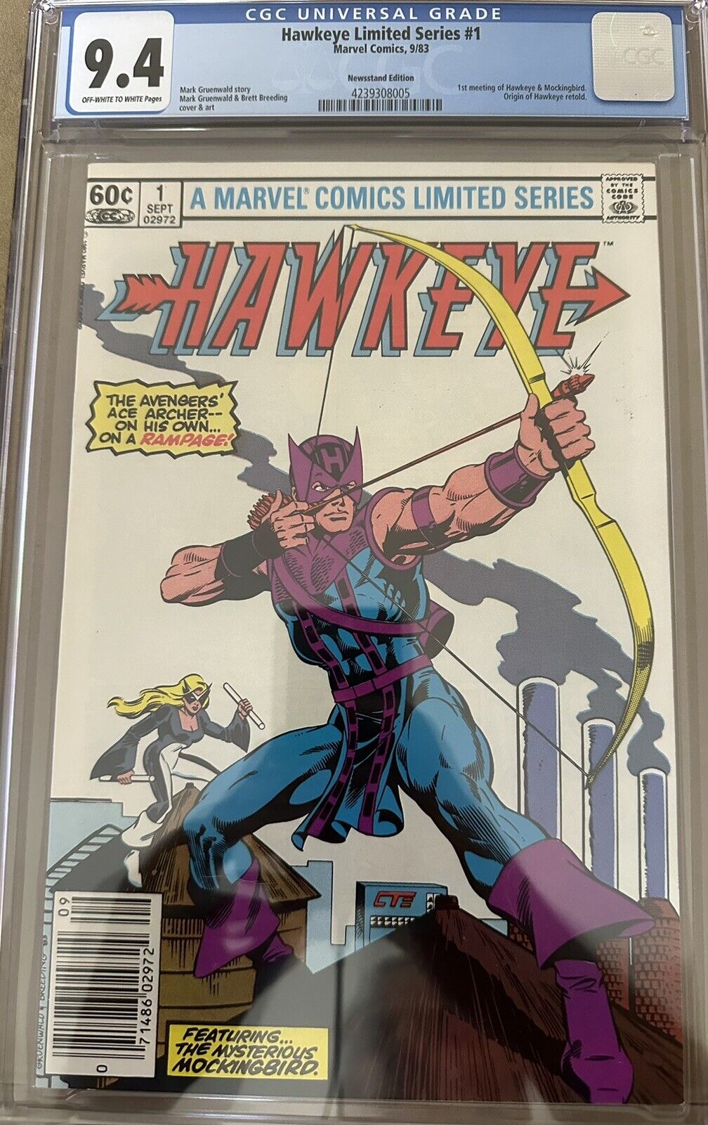 Hawkeye Limited Series #1 CGC 9.4 NM Off White-White Pages Newsstand