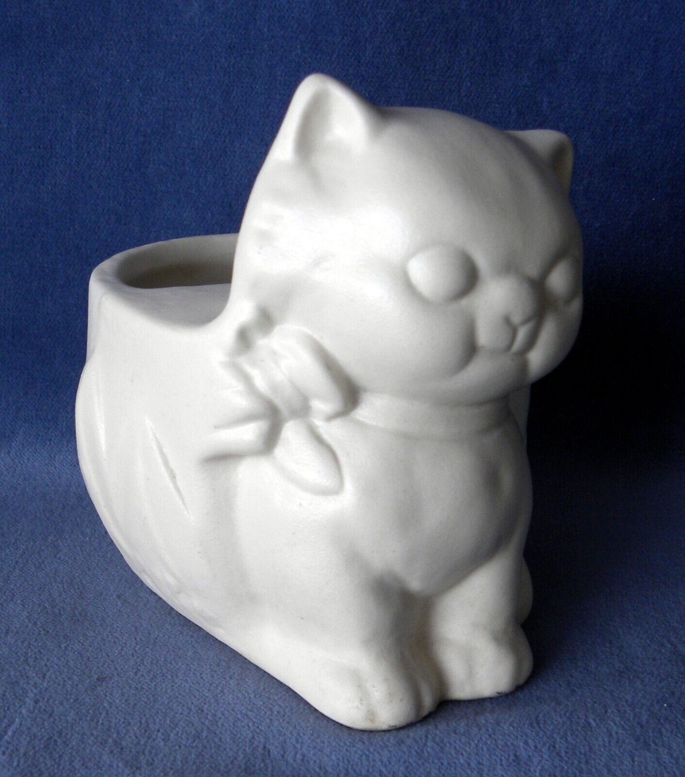 Vintage White Matte Cat Planter Marked 388 Ceramic Pottery - Ready to Paint