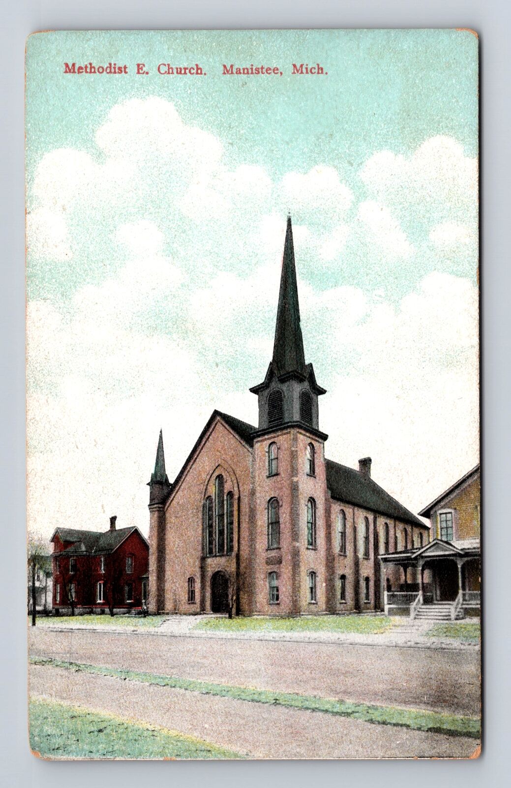 Manistee MI- Michigan, Methodist E Church, Religion, Antique, Vintage Postcard