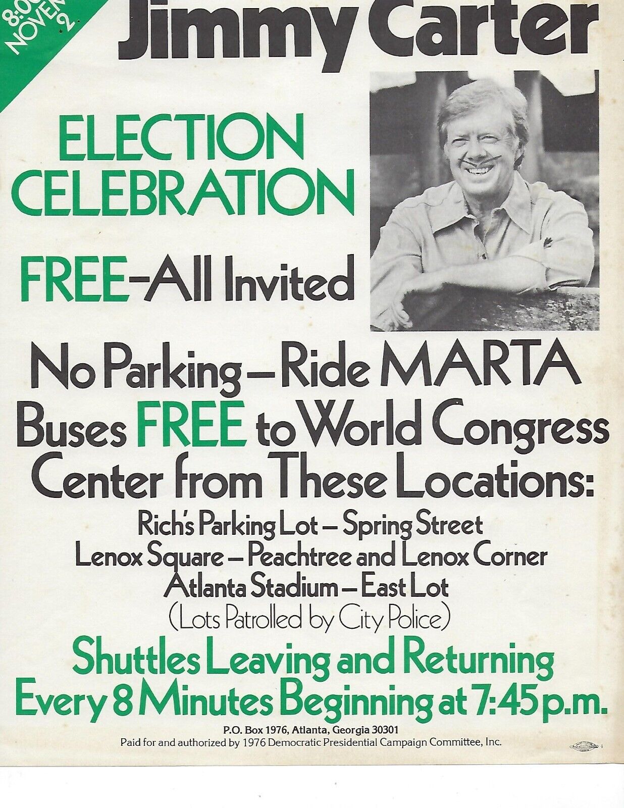 Jimmy Carter for President, 1976 Election Celebration