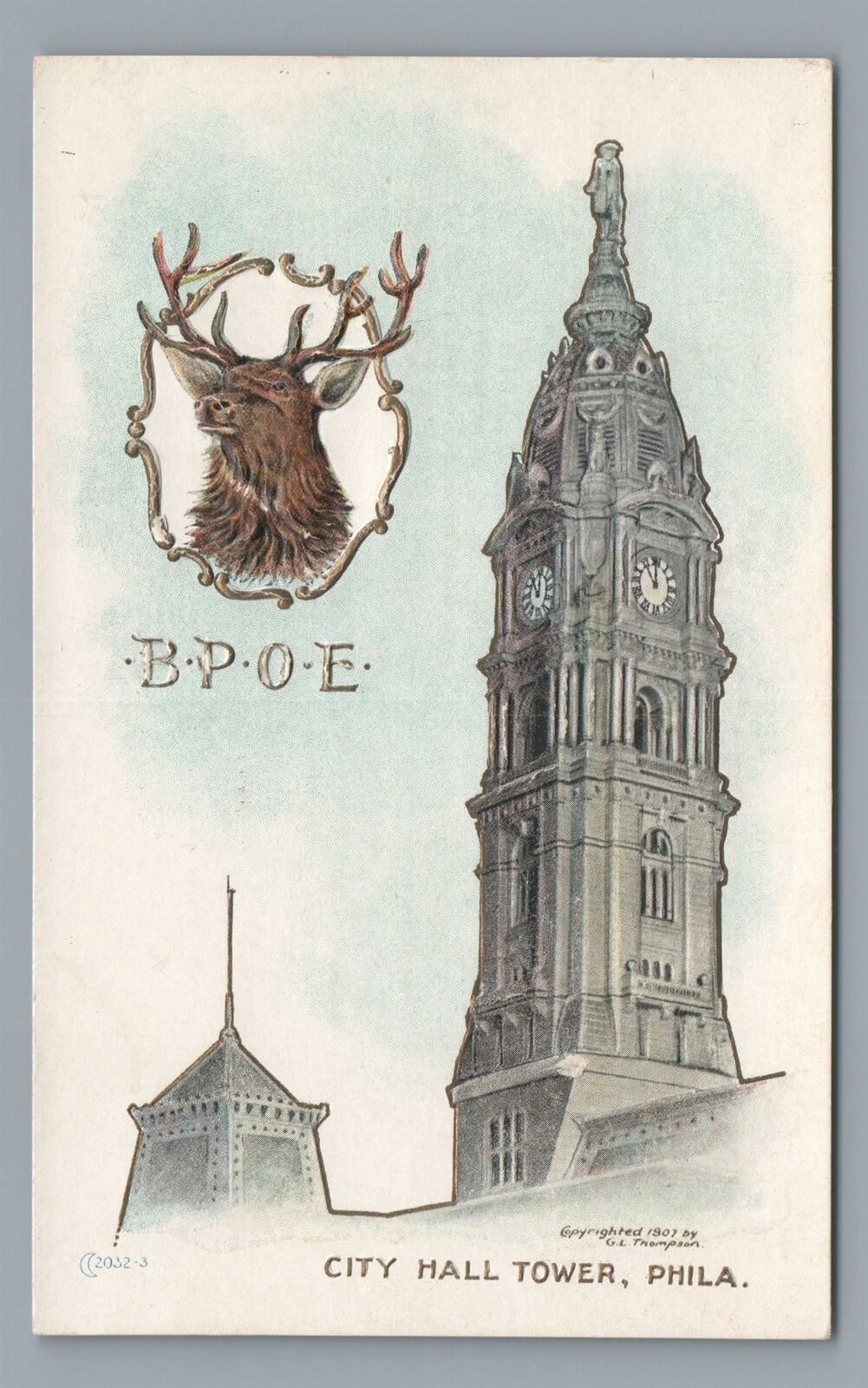 BPOE Elks Convention City Hall Tower PHILADELPHIA PA Pennsylvania Postcard