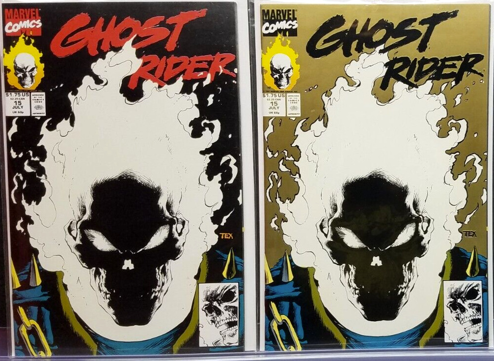 Marvel Comics Ghost Rider 15 Black Gold Glow in the Dark Cover 1991