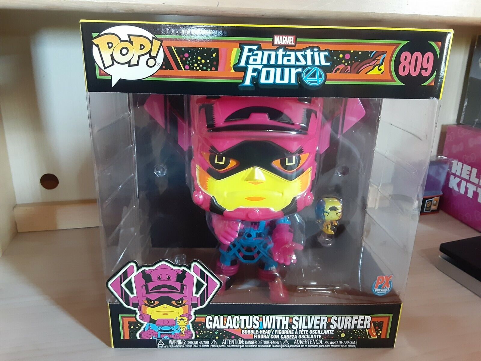 Marvel Funko Pop Galactus with Silver Surfer #809 Black Light Neon PX 10 Inch