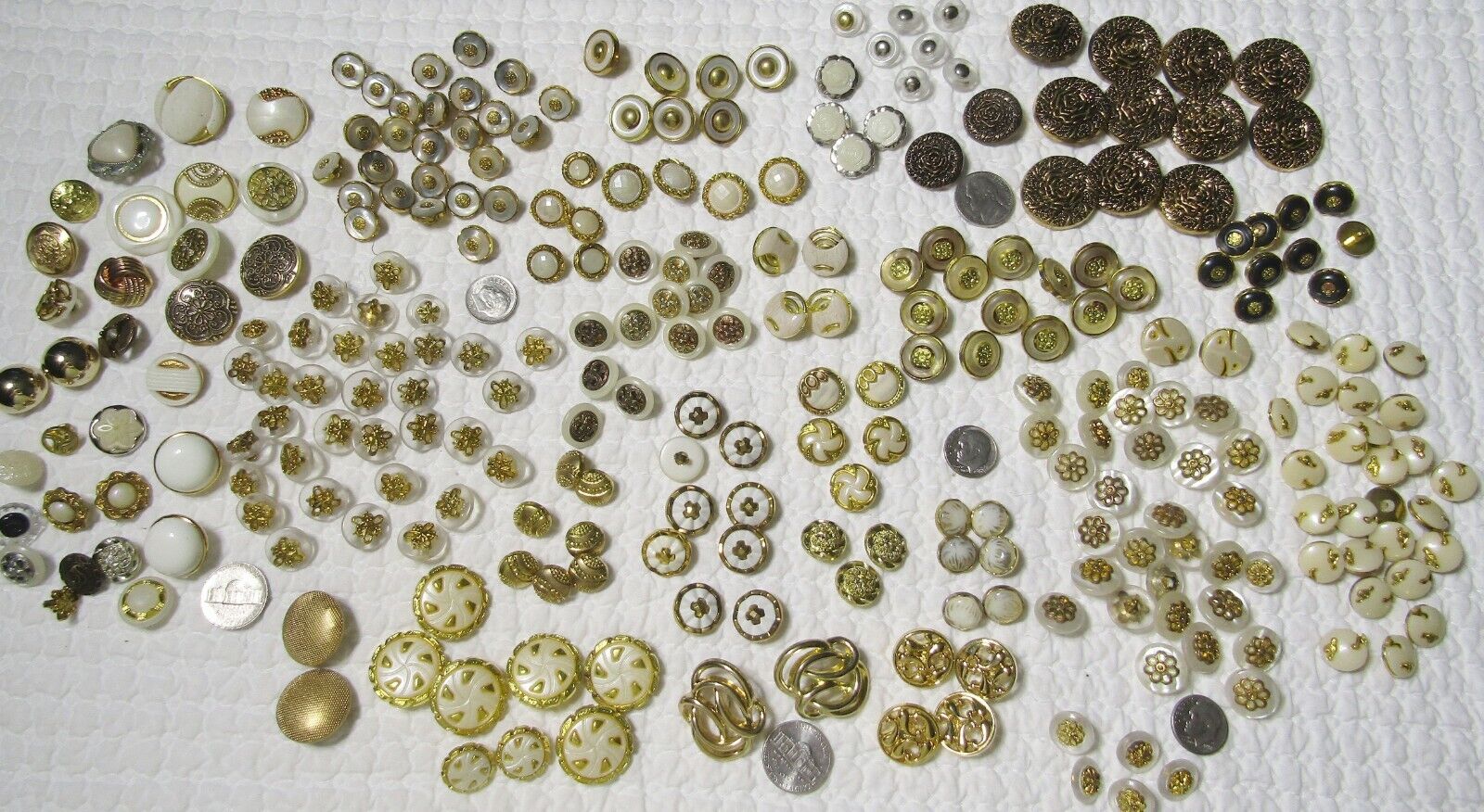 VTG 277 Pearl Gold Tone Filigree Fancy Shank Buttons Sewing Lot 277 buttons