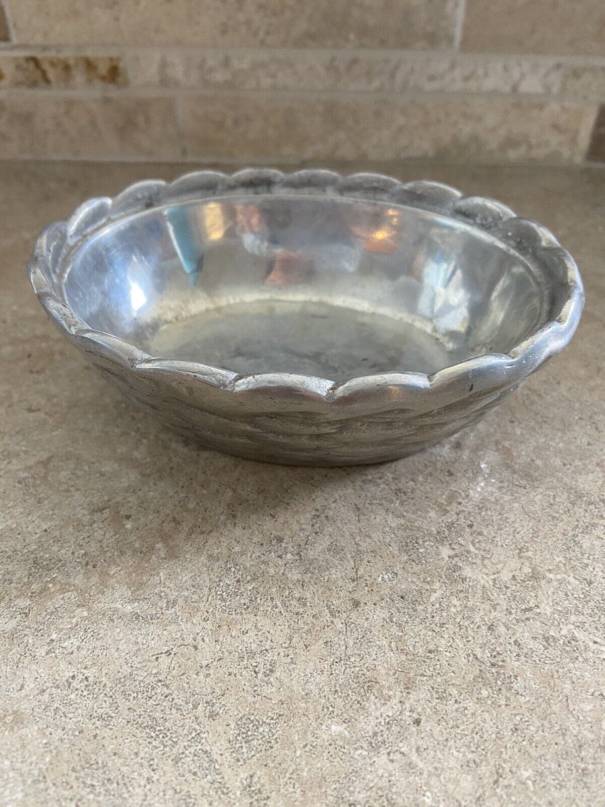 Antique Pewter Oval Basket Weave  Candy Dish Collector’s Item