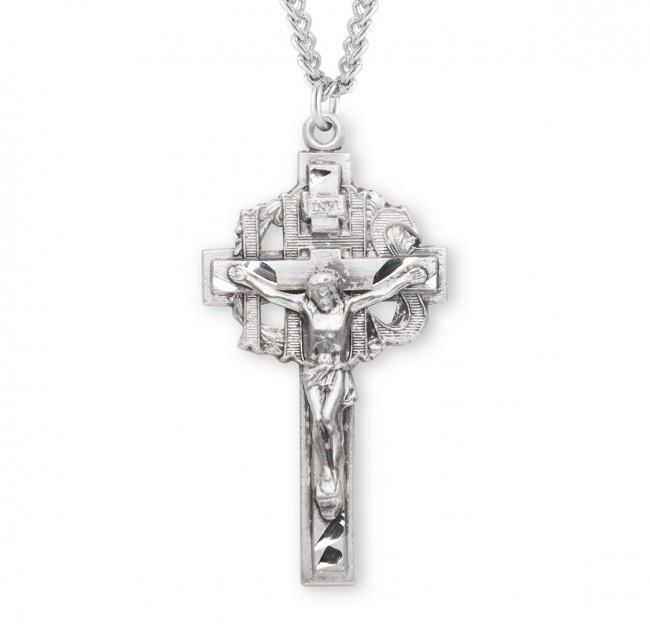 Pierced Stylish Sterling Silver Crucifix Features 24in Long chain