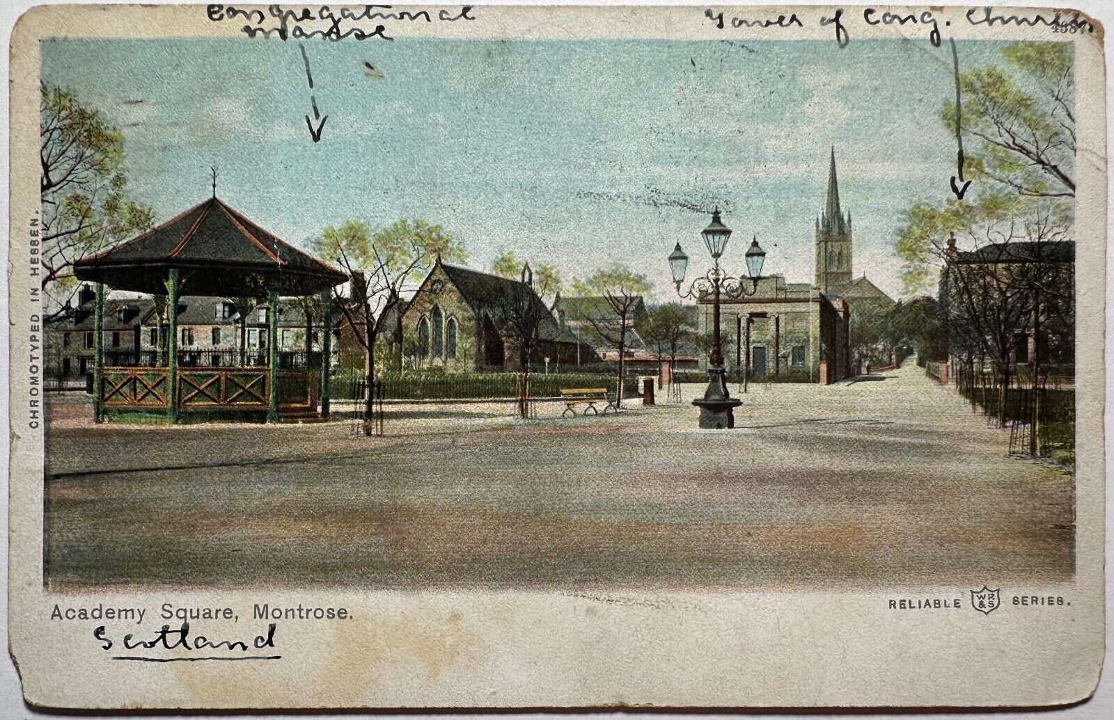 Montrose Pennsylvania Academy Square Churches Gazebo Postcard