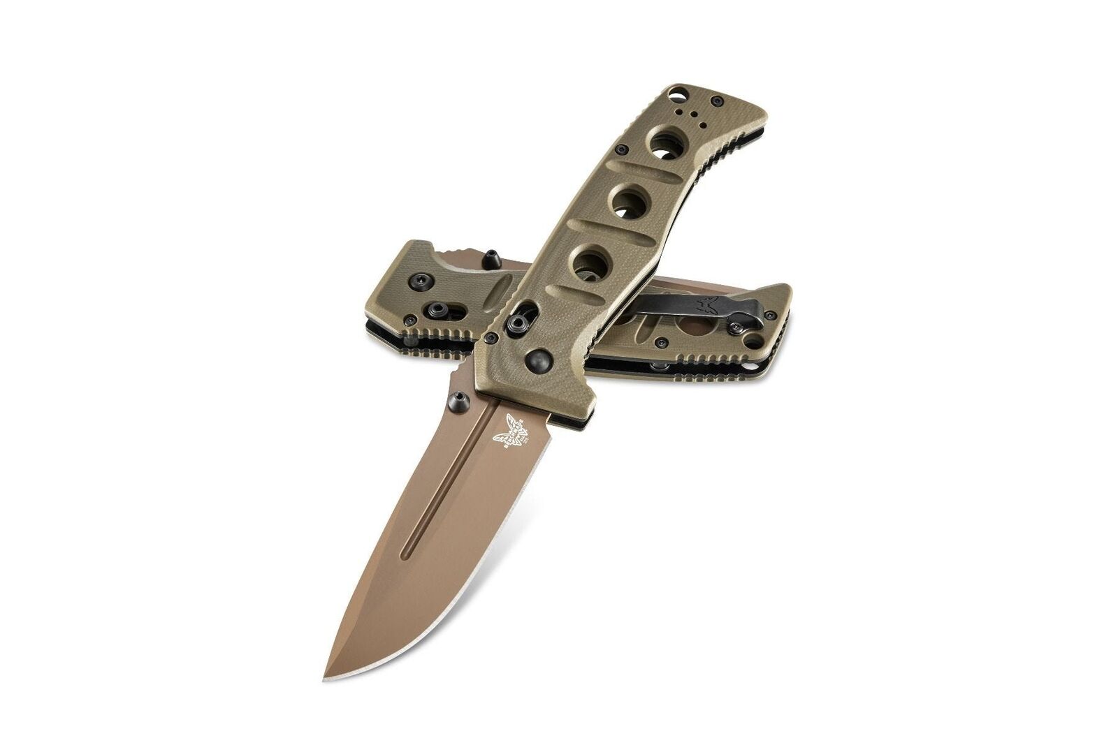 Benchmade Knife Adamas 275FE-2 CPM-CruWear Steel OD Green G10 Pocket Knives