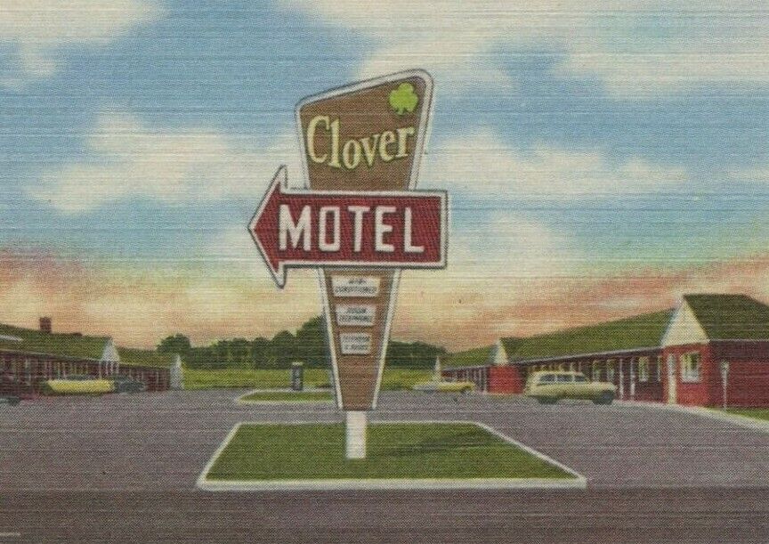 c1950s Clover Motel Pennsylvania Turnpike Phila advertising linen postcard F890
