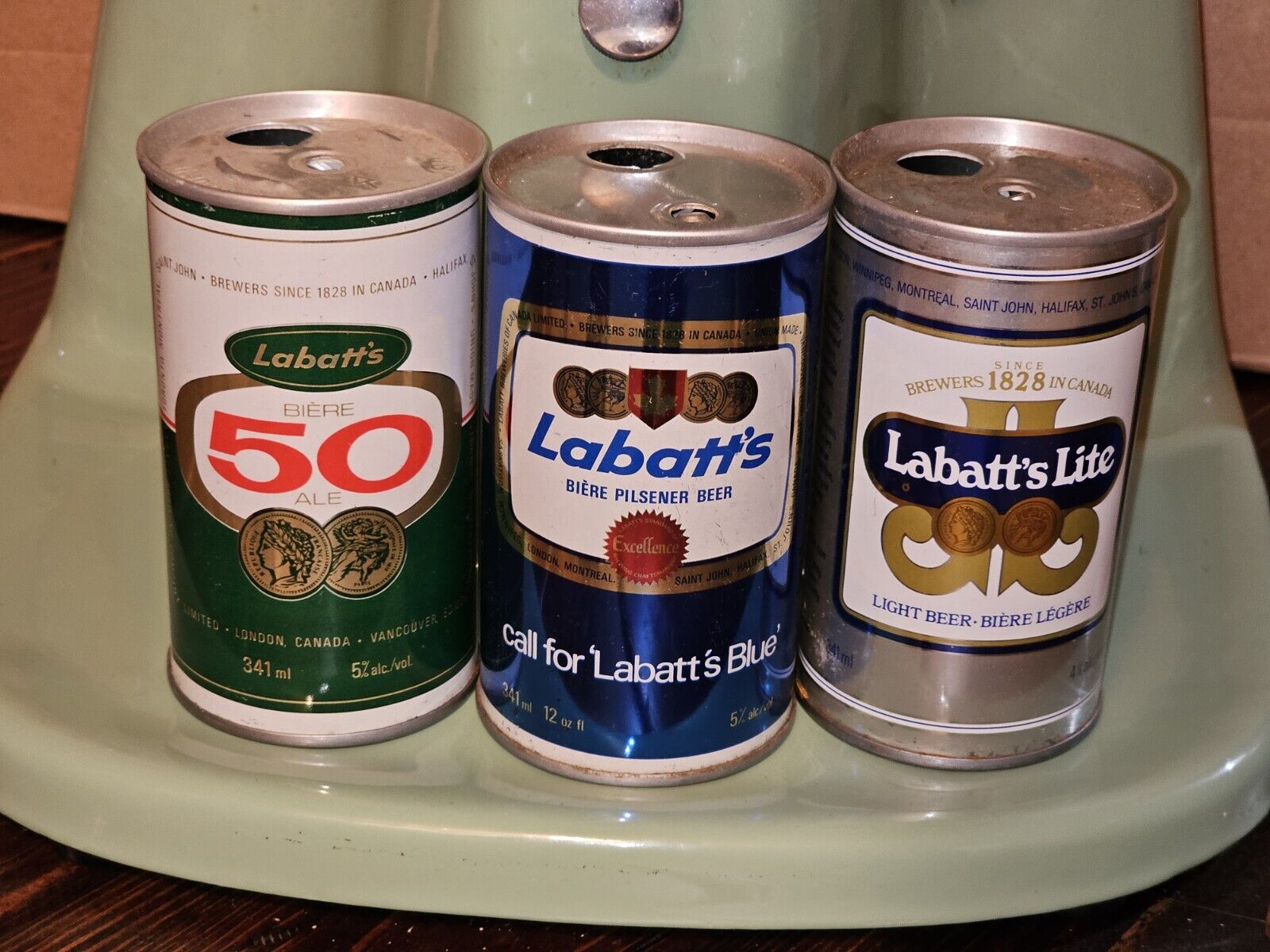 Vintage Steel Labatt\'s Beer Cans - Three Types