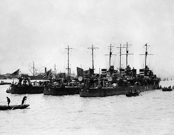 Japanese destroyers off Shanghai 1927 Old Photo