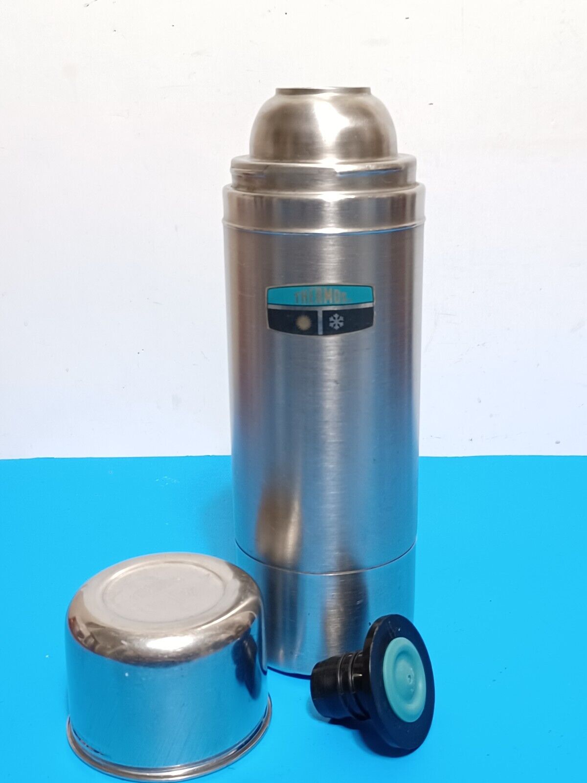 Vintage THERMOS King Seeley 2460S Stainless Steel Vacuum Bottle Quart Size USA
