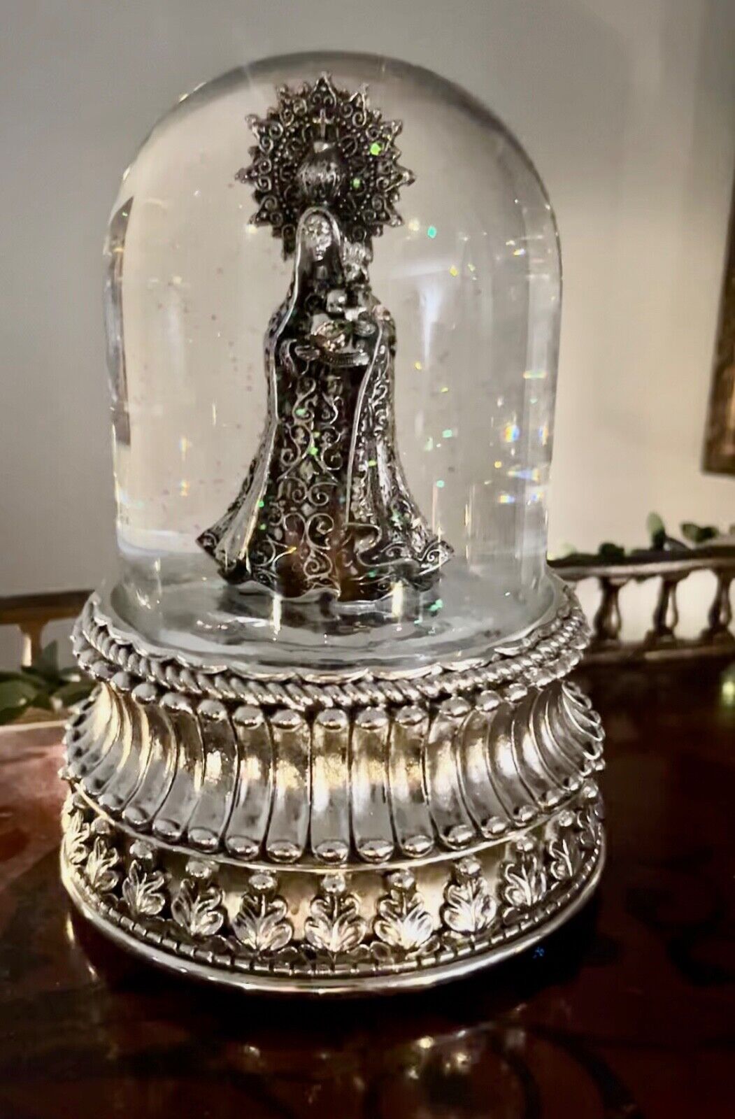 Virgin Mary and Child Musical Snow Globe
