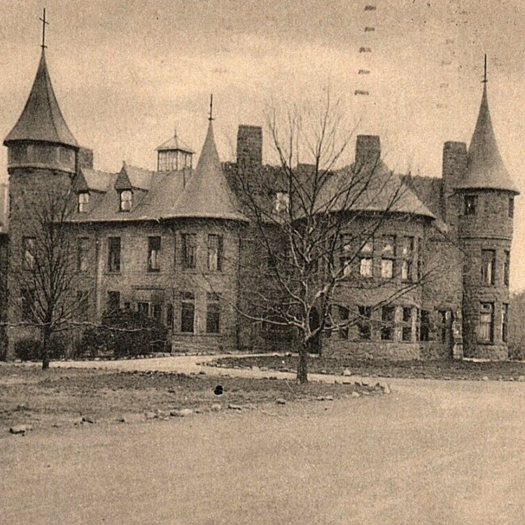 c.1943 Iviswold Castle Fairleigh Dickinson Junior College Rutherford NJ Postcard