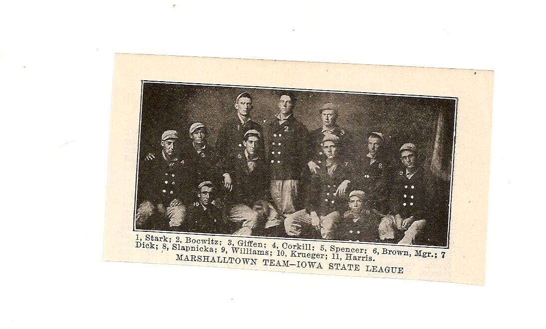 Marshalltown Brownies 1906 Team Picture Cy Slapnicka