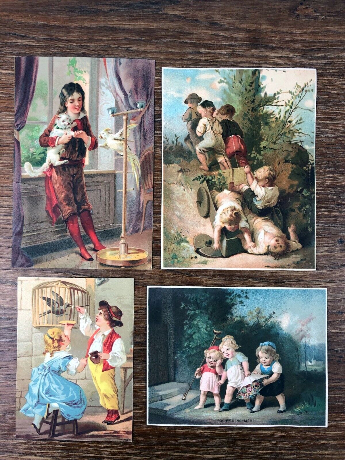 4 x Large CHROMOS Theme CHILDREN / CHILDREN approx. 1885